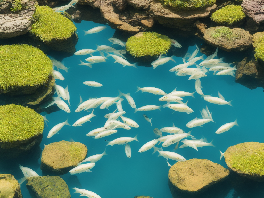 An image depicting a serene pond scene