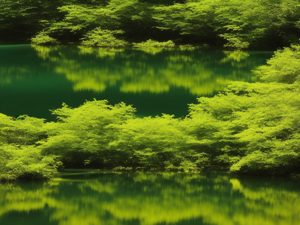 An image showcasing a serene pond scene, with vibrant aquatic plants flourishing in crystal-clear water