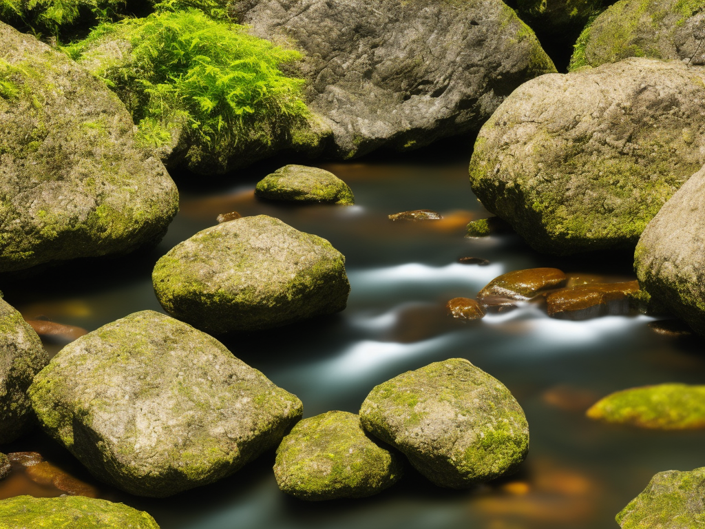 An image showcasing a pond plant securely anchored to the bottom using a smooth river rock as a weight