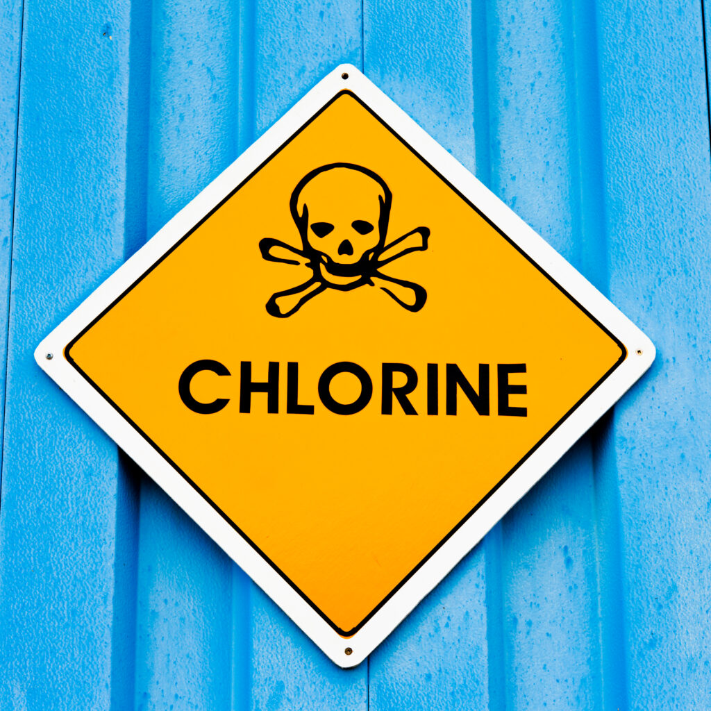 Chlorine gas danger warning sign