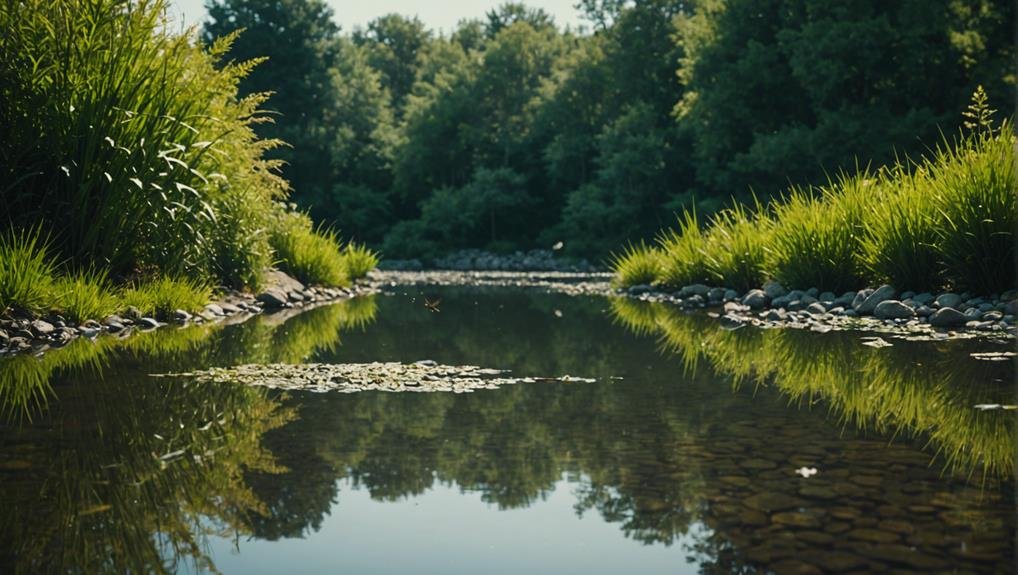 shrubbery thriving by water