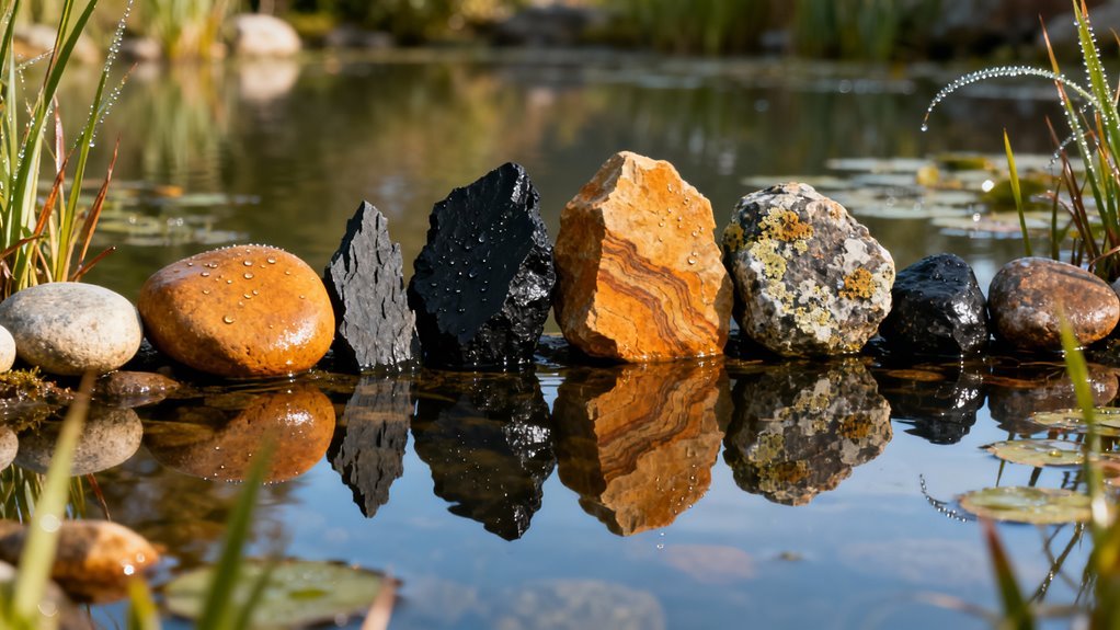 natural pond liner stones
